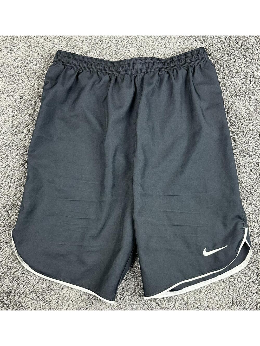 Nike Dri-FIT Shorts Youth  Black White Swoosh Running Athletic Shorts Sz XL